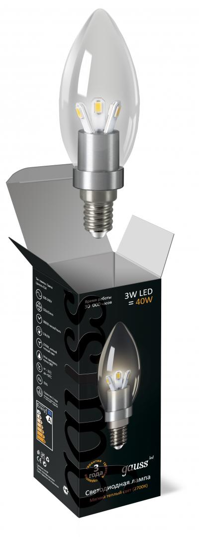  Gauss LED Candle Crystal clear 5W E14 2700K 1/10/100 .HA103201105-D.